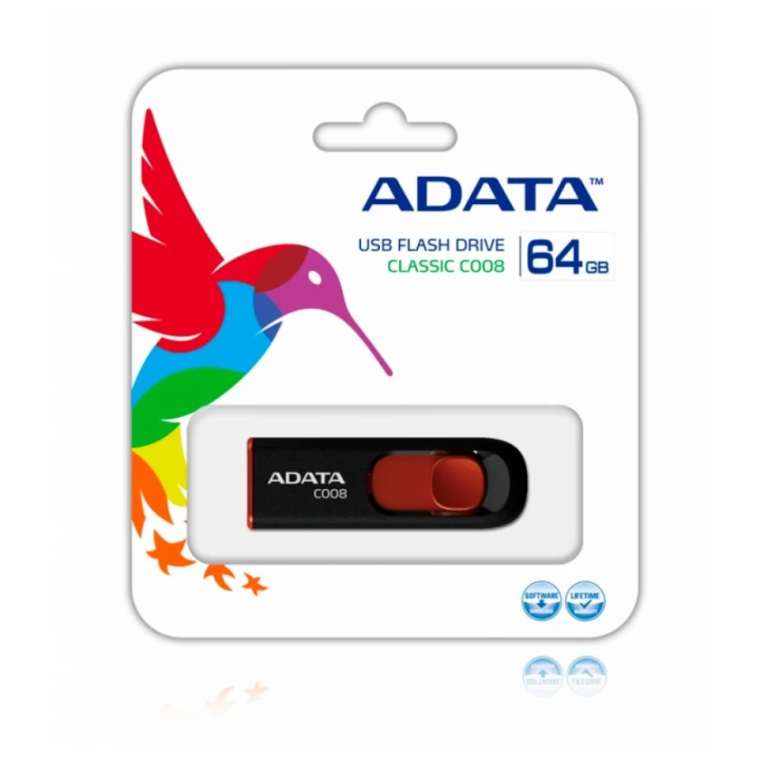 MEMORIA FLASH ADATA C008 64GB USB 2.0 NEGRO/ROJO C008BK-64GB - Código: C008BK-64GB | Compra en Guadalajara